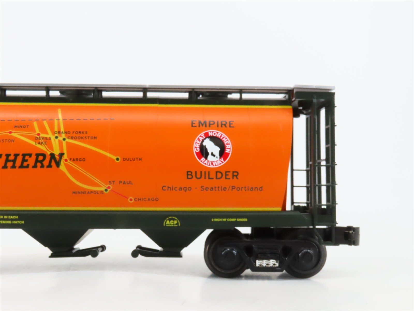 O27 Gauge 3-Rail MTH RailKing 30-75176 GN Empire 4-Bay Cylindrical Hopper #71615