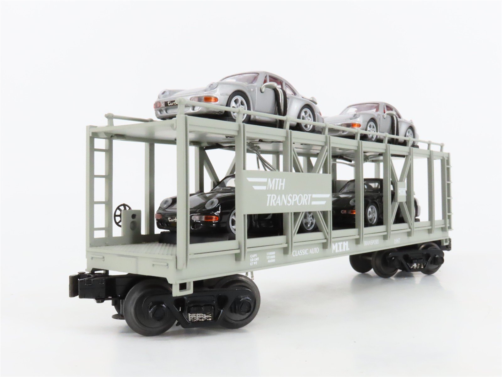 O27 Gauge 3-Rail MTH RailKing 30-76031 Classic Auto Carrier #1987 w/ Porsches