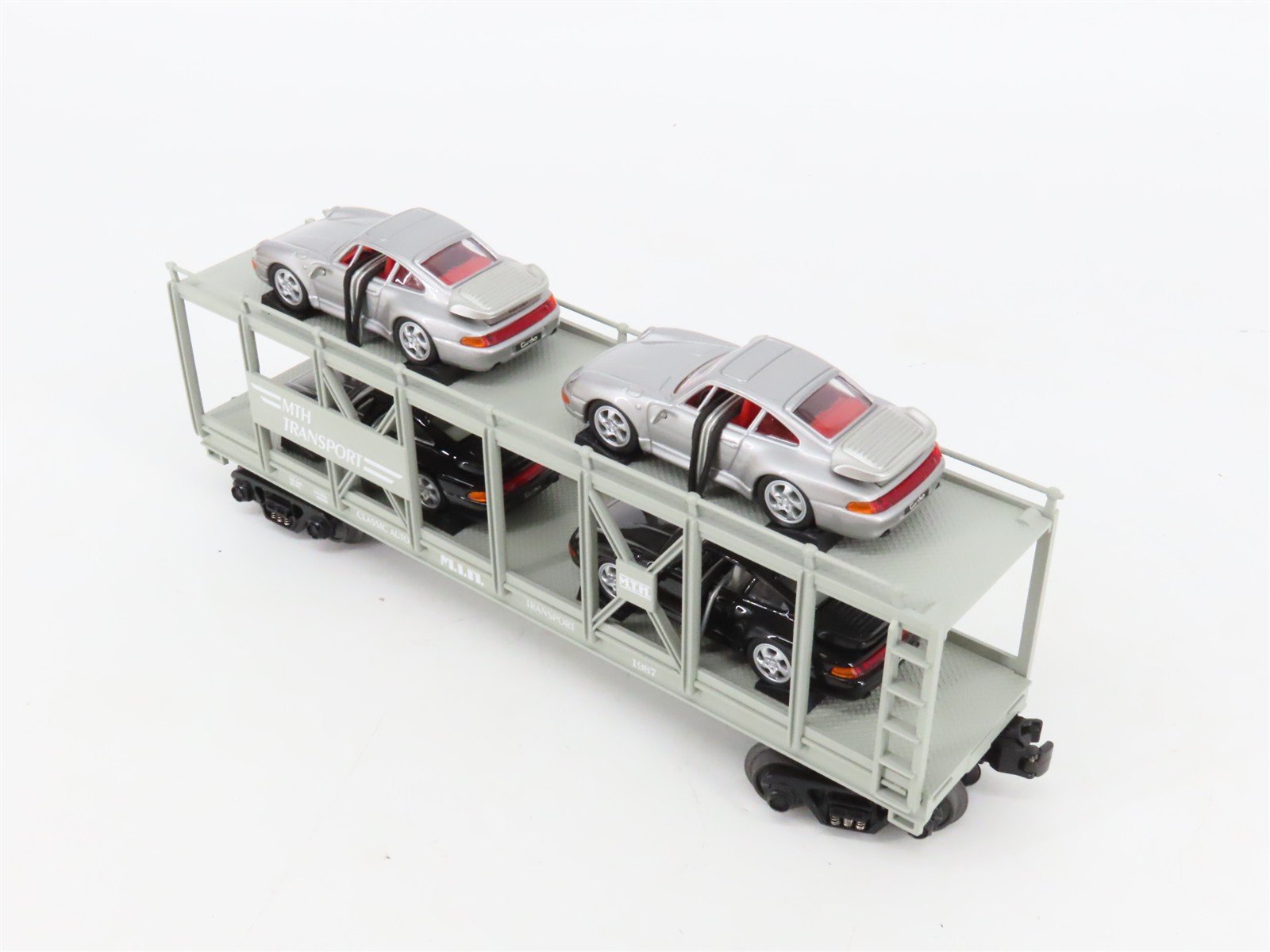 O27 Gauge 3-Rail MTH RailKing 30-76031 Classic Auto Carrier #1987 w/ Porsches