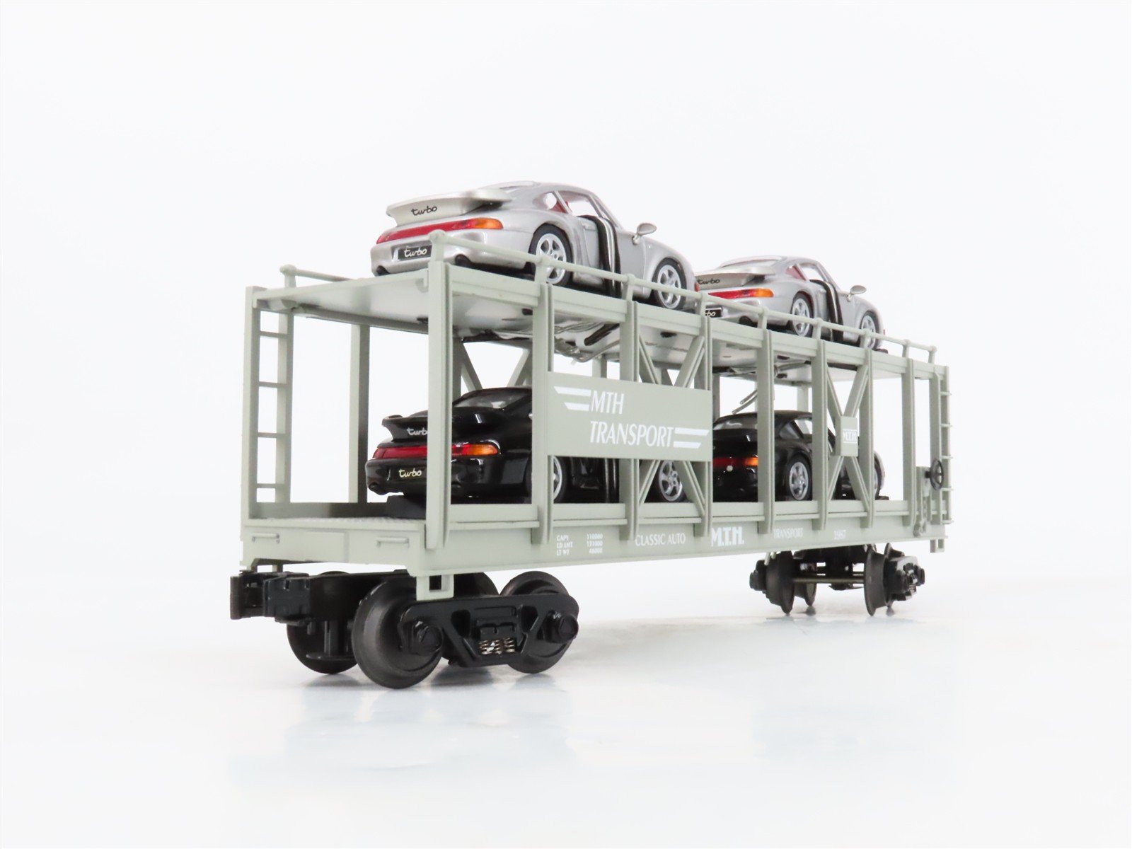O27 Gauge 3-Rail MTH RailKing 30-76031 Classic Auto Carrier #1987 w/ Porsches