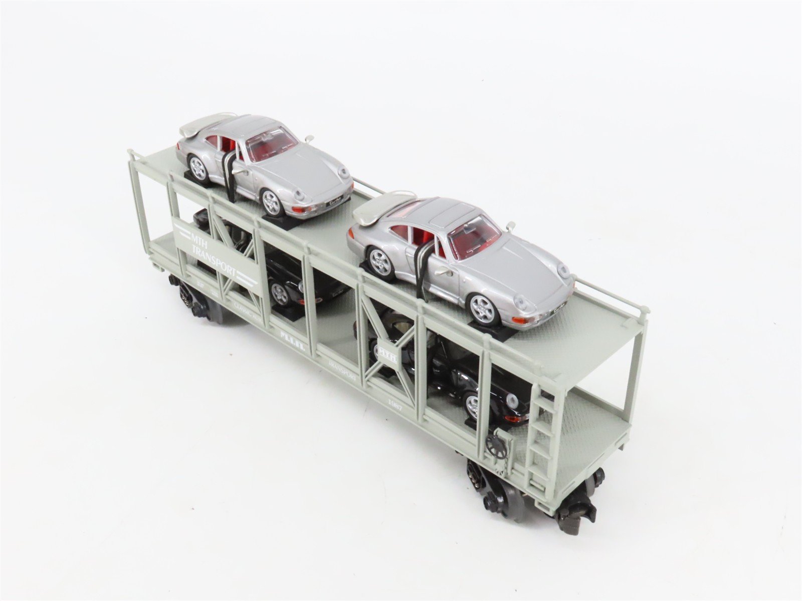 O27 Gauge 3-Rail MTH RailKing 30-76031 Classic Auto Carrier #1987 w/ Porsches