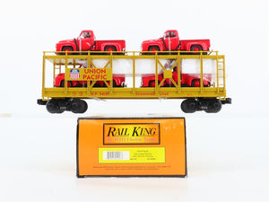 O27 Gauge 3-Rail MTH RailKing 30-76065 UP Auto Carrier #54101 w/ '53 Ford Trucks
