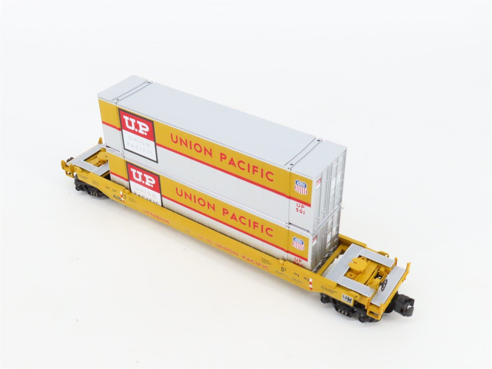 O27 Gauge 3-Rail MTH RailKing 30-76063 UP Husky Stack Car #548008 w/ Containers