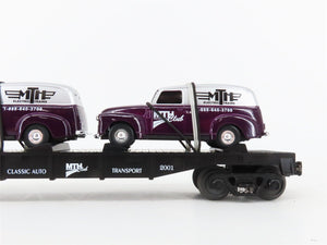 O27 Gauge 3-Rail MTH RailKing 30-76002 Flat Car #2001 w/ Ertl '51 Panel Vans