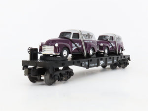 O27 Gauge 3-Rail MTH RailKing 30-76002 Flat Car #2001 w/ Ertl '51 Panel Vans