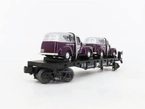 O27 Gauge 3-Rail MTH RailKing 30-76002 Flat Car #2001 w/ Ertl '51 Panel Vans