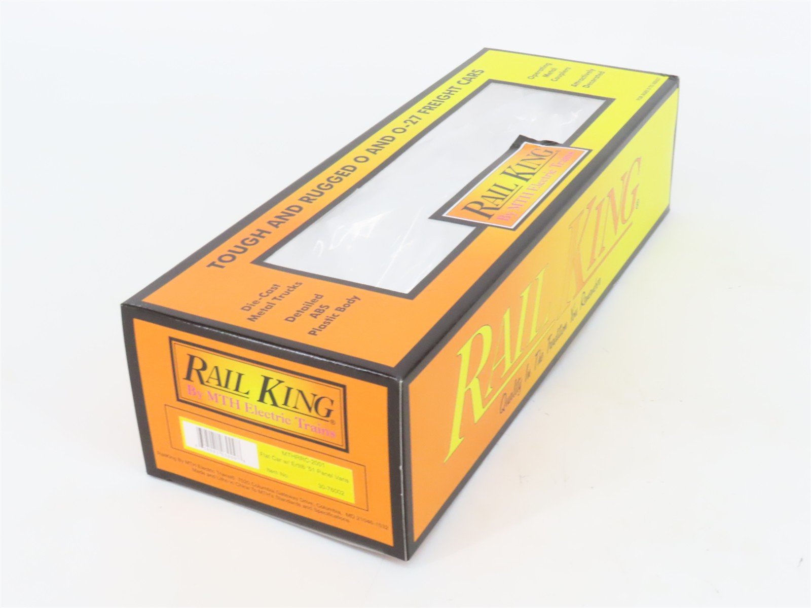 O27 Gauge 3-Rail MTH RailKing 30-76002 Flat Car #2001 w/ Ertl '51 Panel Vans