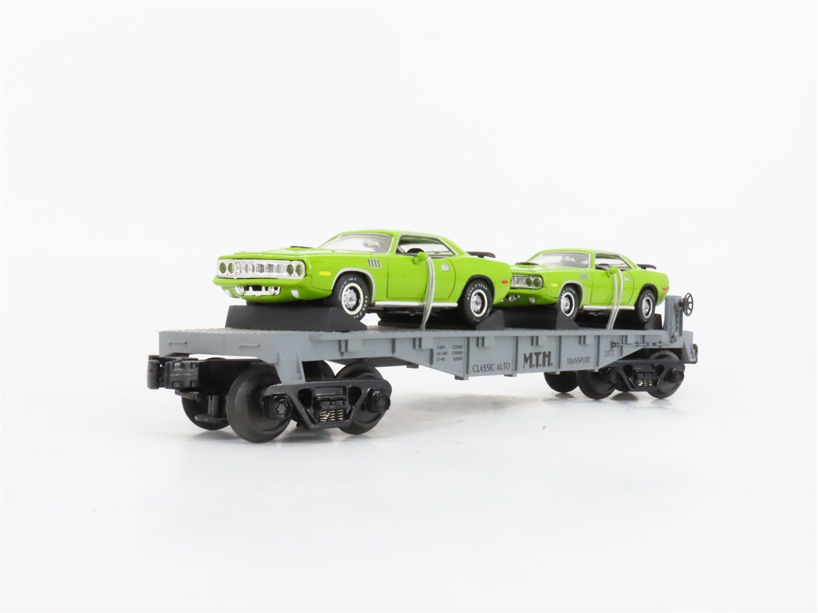 O27 Gauge 3-Rail MTH RailKing 30-76012 Flat Car #1971 w/ Ertl '71 Cudas