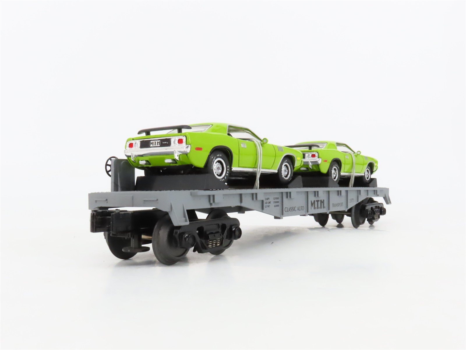 O27 Gauge 3-Rail MTH RailKing 30-76012 Flat Car #1971 w/ Ertl '71 Cudas
