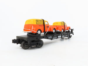 O27 Gauge 3-Rail MTH RailKing 30-7681 Flat Car #1951 w/ Ertl '51 Panel Vans