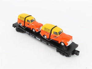 O27 Gauge 3-Rail MTH RailKing 30-7681 Flat Car #1951 w/ Ertl '51 Panel Vans