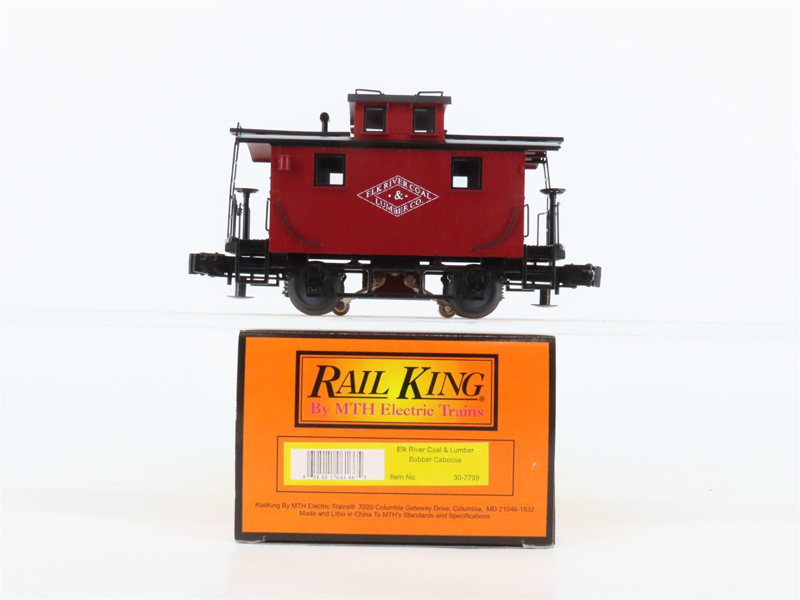 O27 Gauge 3-Rail MTH RailKing 30-7799 Elk River Center Cupola Bobber Caboose No#
