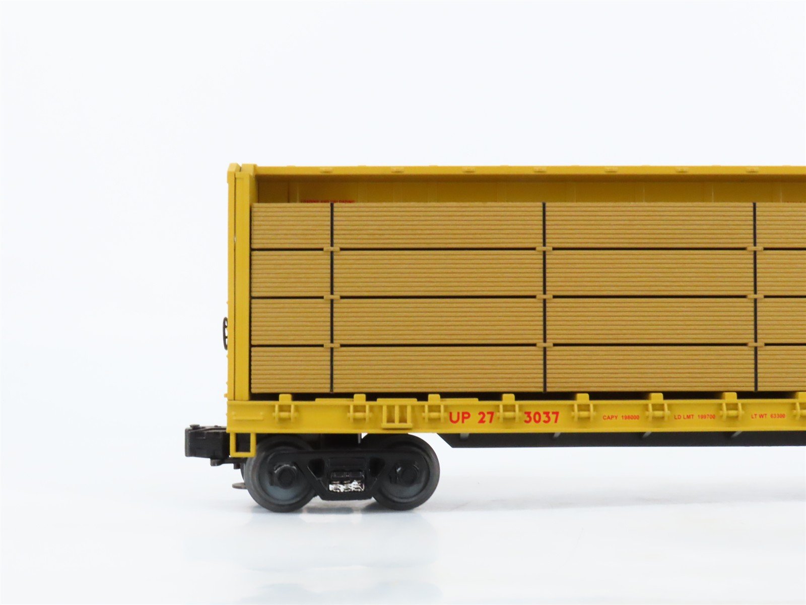 O27 Gauge 3-Rail MTH RailKing 30-7686 UP Centerbeam Flat Car #273037 w/ Load