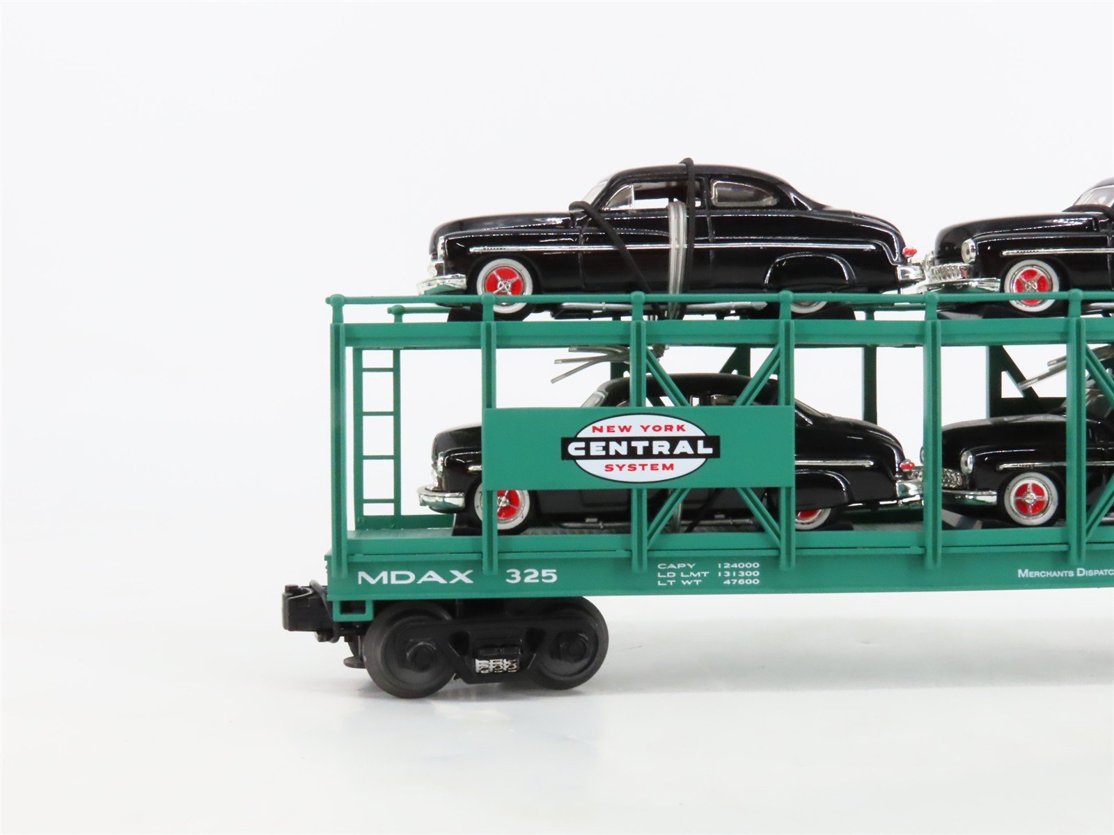 O27 3-Rail MTH RailKing 30-7682 MDAX NYC Auto Carrier #325 w/ Ertl '49 Mercurys