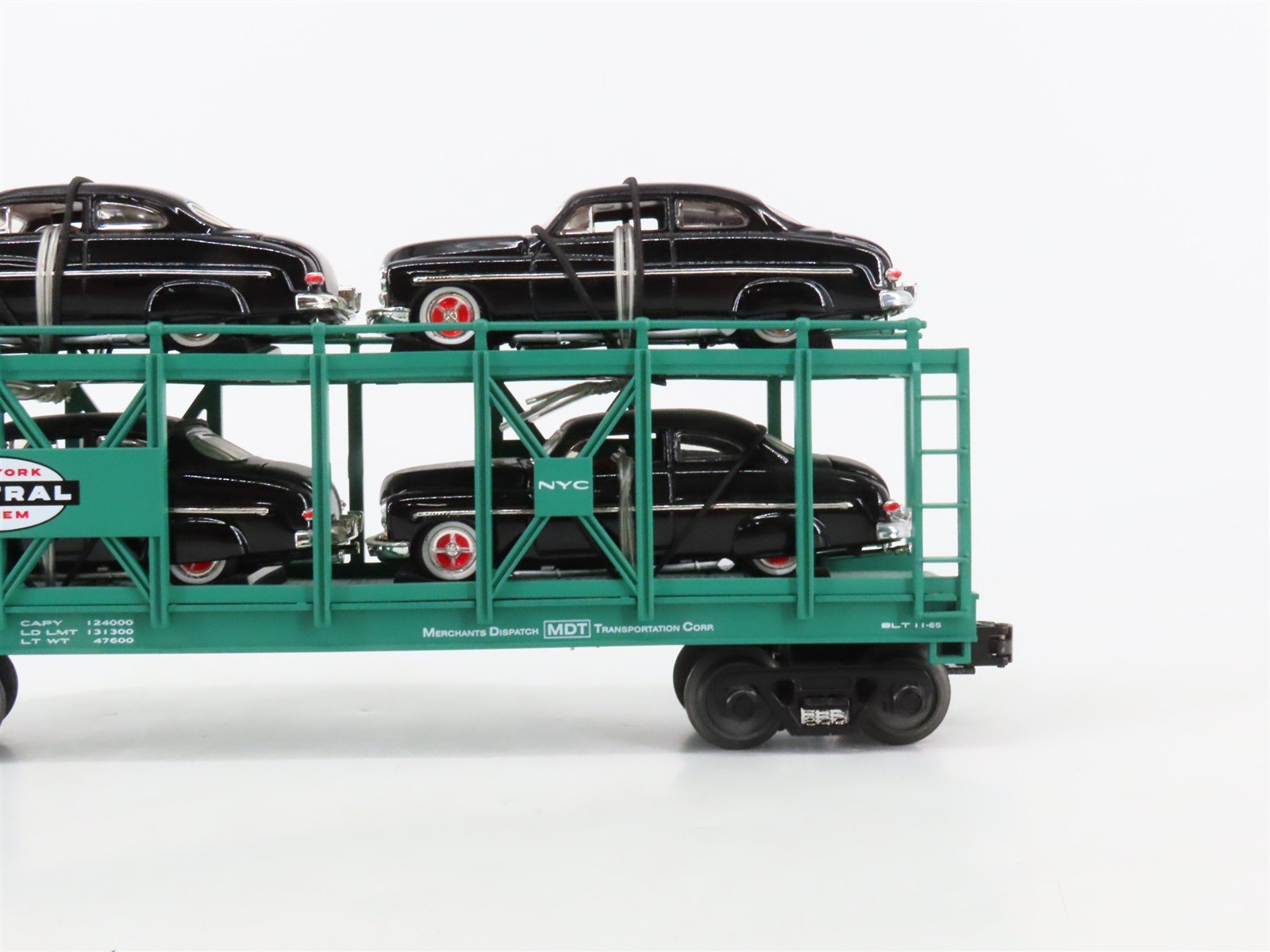 O27 3-Rail MTH RailKing 30-7682 MDAX NYC Auto Carrier #325 w/ Ertl '49 Mercurys