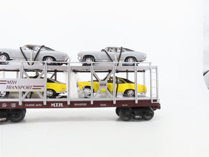 O27 Gauge 3-Rail MTH RailKing 30-7694 Auto Carrier #7070 w/ Ertl '70 Chevy Novas