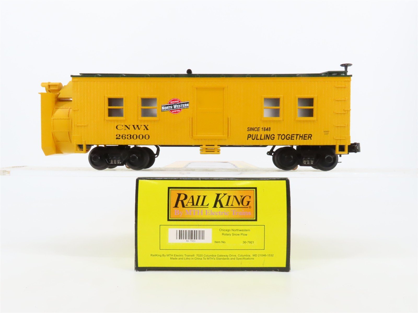 O27 Gauge 3-Rail MTH RailKing 30-7921 CNW Operating Rotary Snow Plow #263000