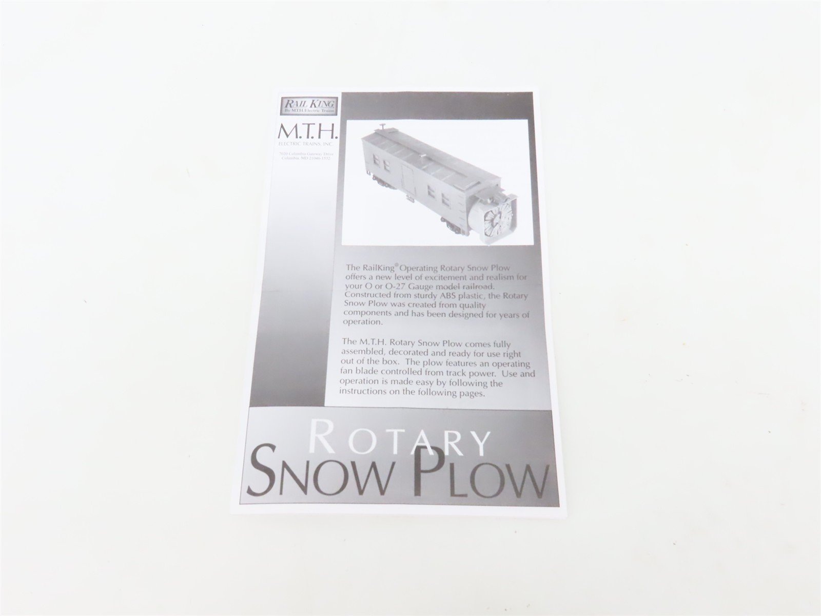O27 Gauge 3-Rail MTH RailKing 30-7921 CNW Operating Rotary Snow Plow #263000