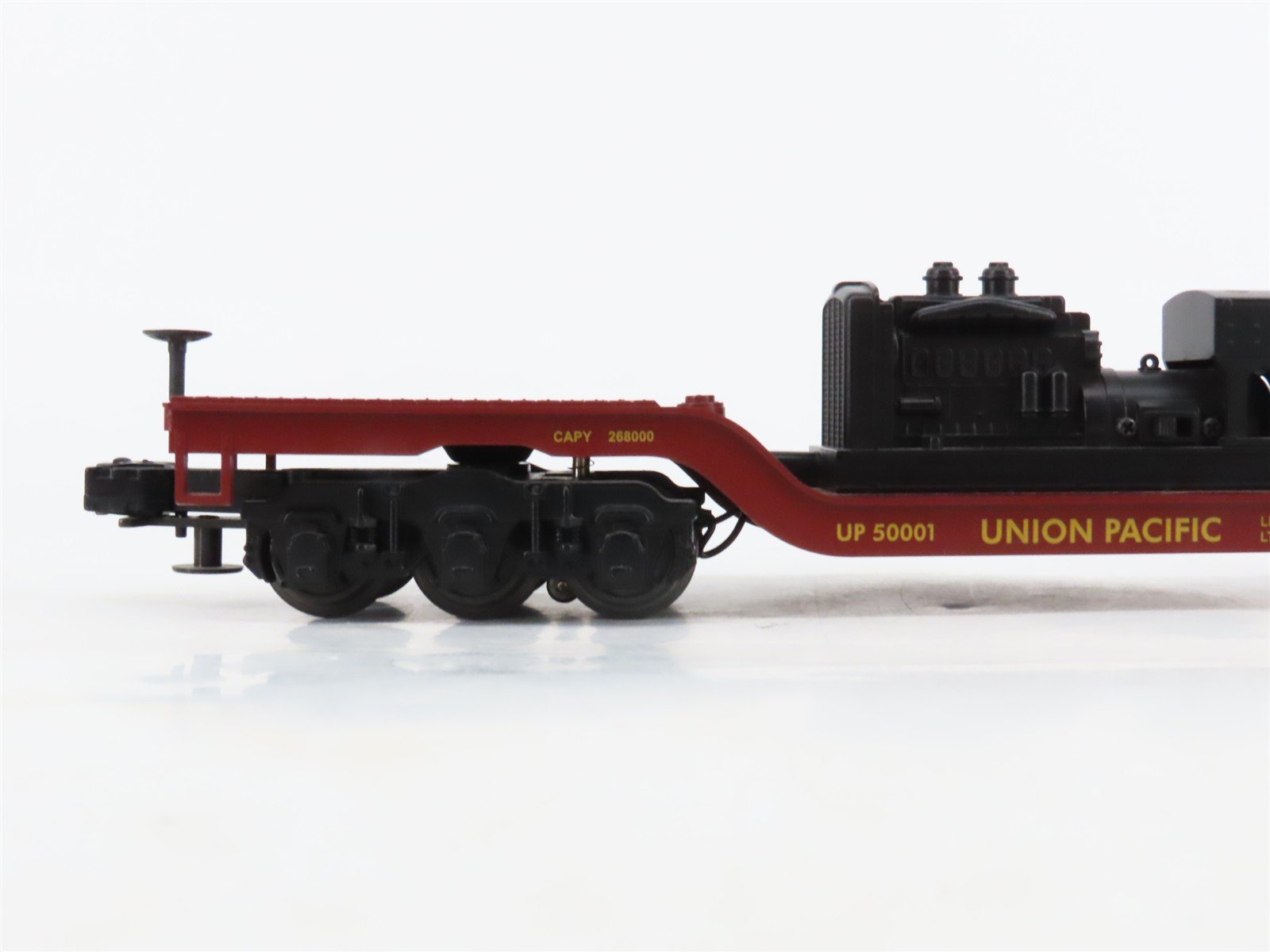 O27 3-Rail MTH RailKing 30-7915 UP Depressed Center Searchlight Flat Car #50001