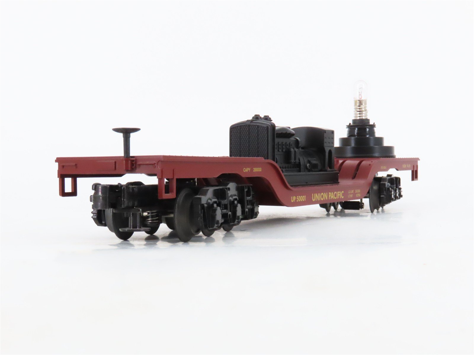 O27 3-Rail MTH RailKing 30-7915 UP Depressed Center Searchlight Flat Car #50001