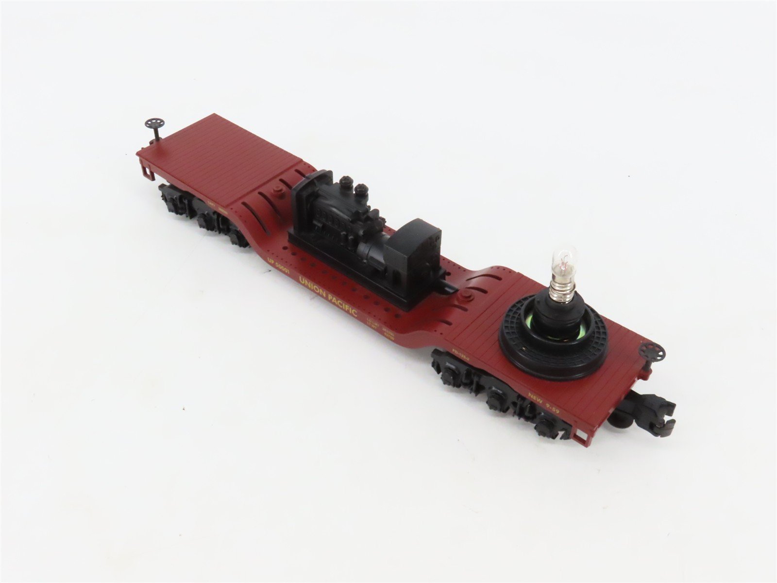 O27 3-Rail MTH RailKing 30-7915 UP Depressed Center Searchlight Flat Car #50001