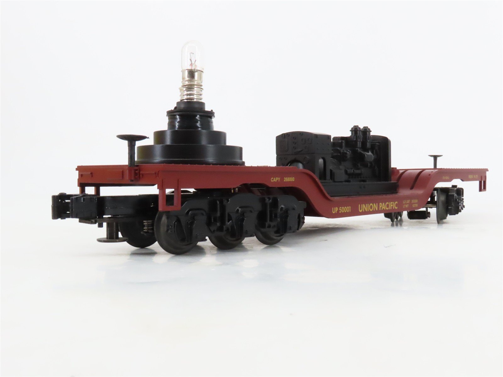 O27 3-Rail MTH RailKing 30-7915 UP Depressed Center Searchlight Flat Car #50001