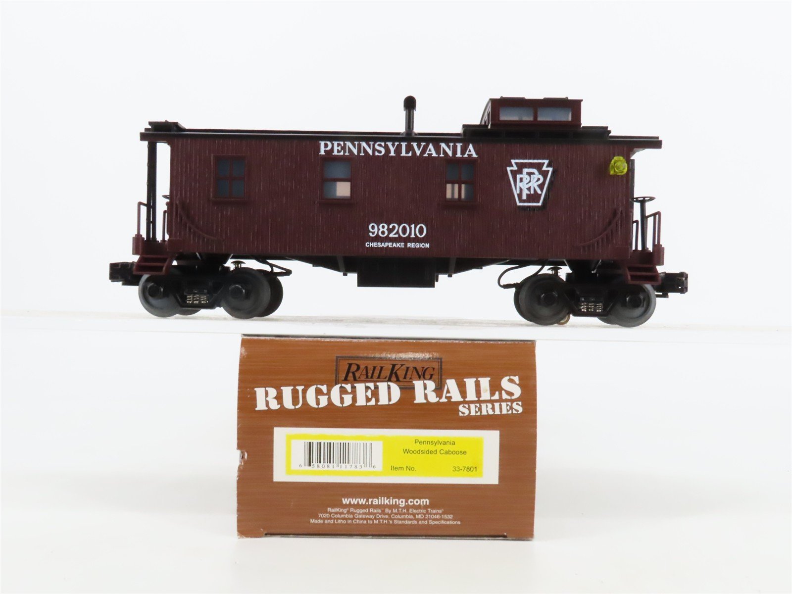 O27 3-Rail MTH RailKing Rugged Rails 33-7801 PRR Offset Cupola Caboose #982010