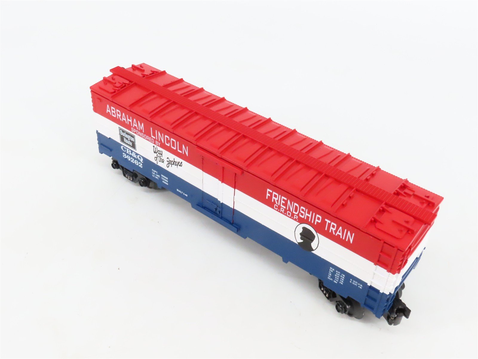 O27 3-Rail MTH RailKing 30-7834 CB&Q Abraham Lincoln Friendship Train Reefer