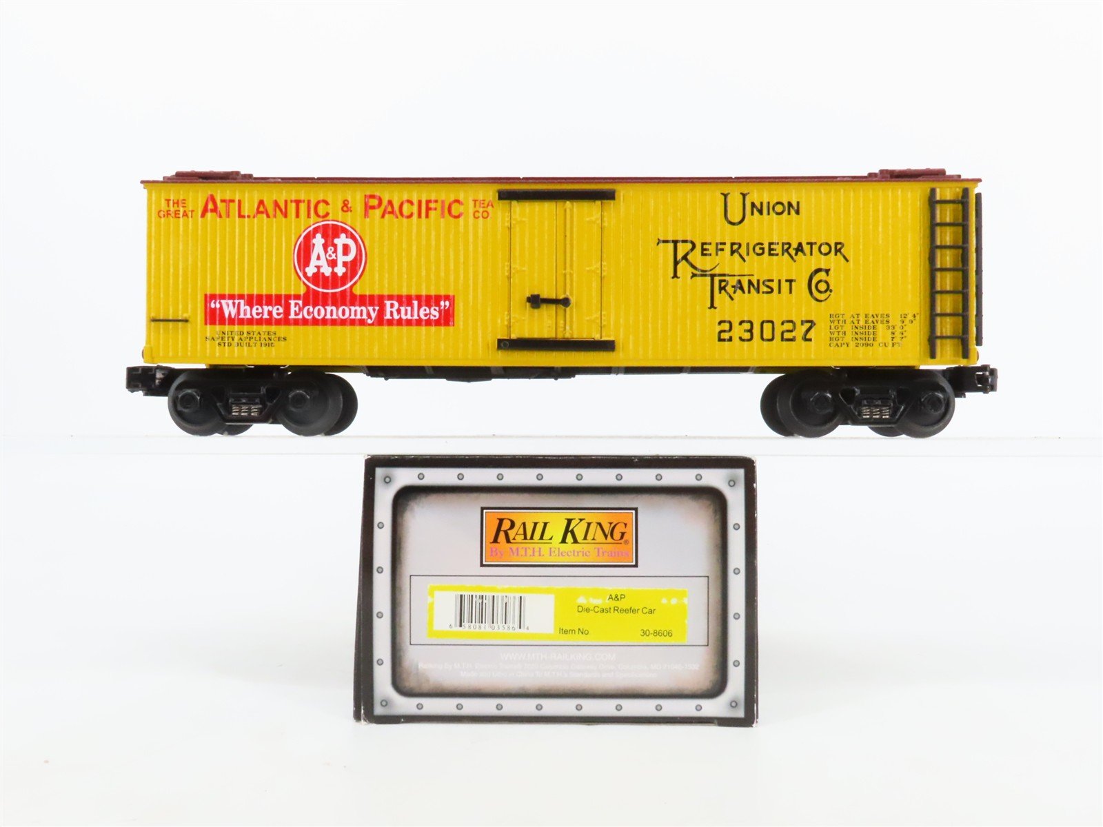 O27 3-Rail MTH RailKing 30-8606 URTC A&P Atlantic & Pacific Wood Reefer #23027