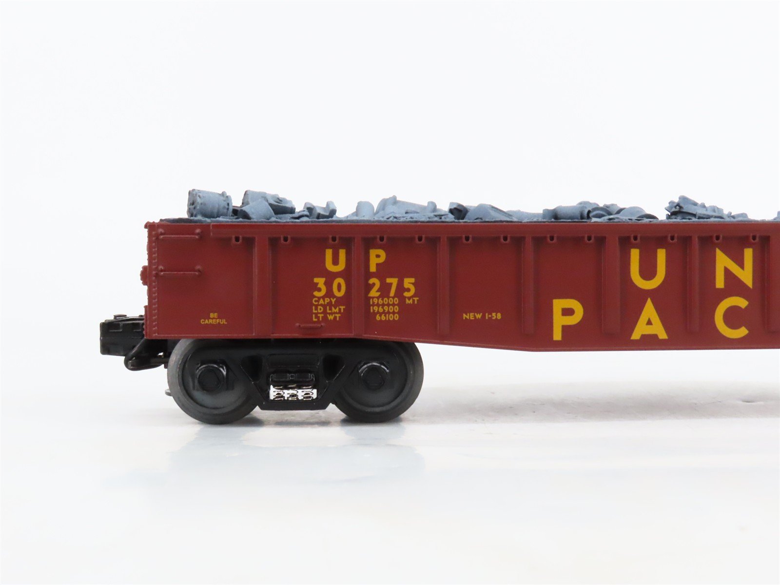 O27 3-Rail MTH RailKing 30-8201 UP Union Pacific Gondola #30275 w/ Junk Load