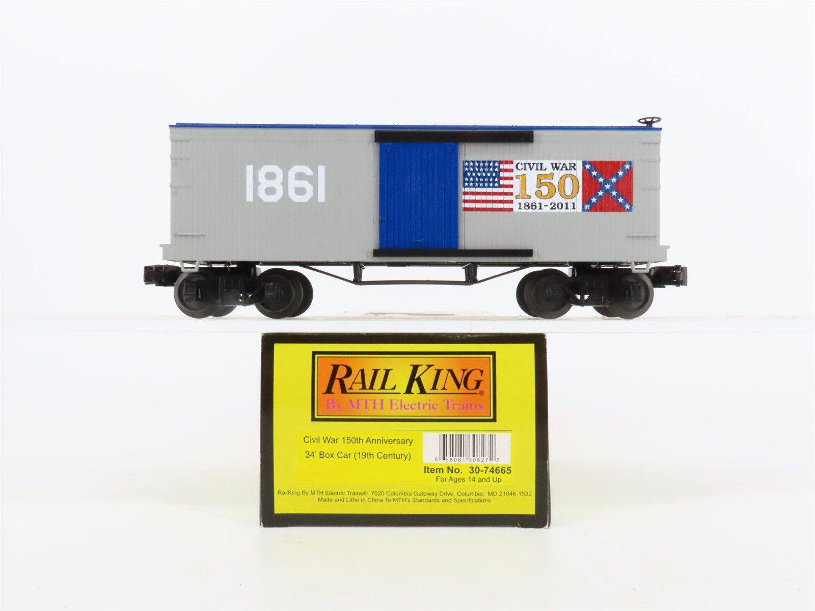 O27 3-Rail MTH RailKing 30-74665 Civil War 150th Anniversary 34' Box Car #1861