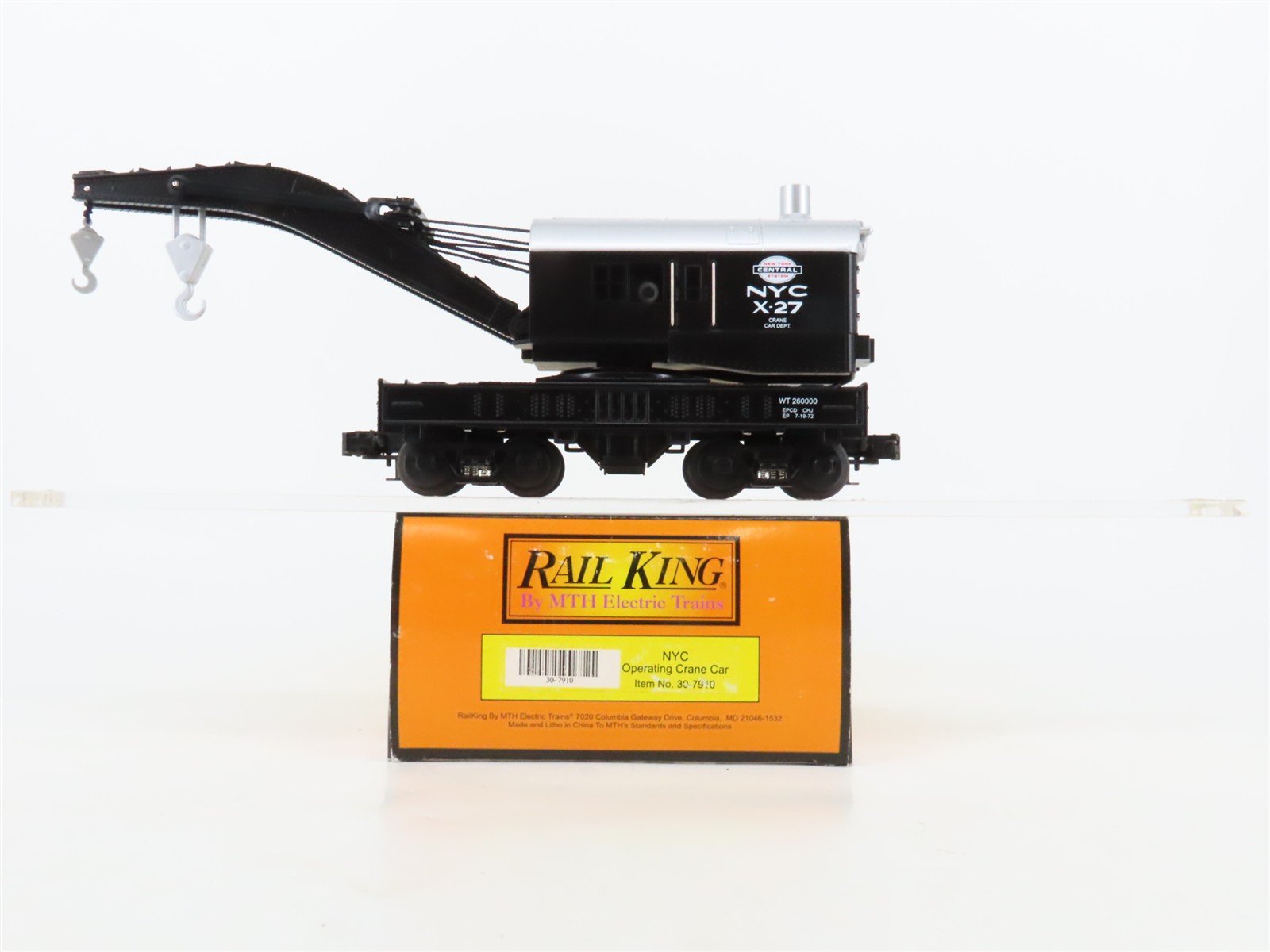 O27 3-Rail MTH RailKing 30-7910 NYC New York Central Operating Crane Car #X-27