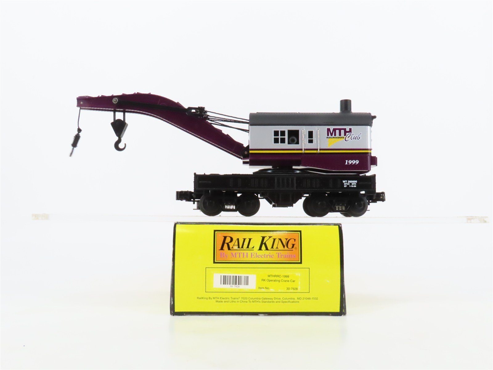 O27 3-Rail MTH RailKing 30-7928 MTHRRC Club Operating Crane Car #1999