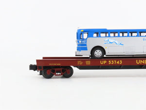 O Gauge 3-Rail MTH 20-98163 UP Union Pacific Flat Car #53743 w/ Greyhound Bus