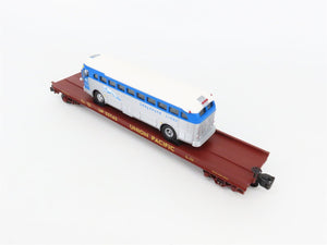 O Gauge 3-Rail MTH 20-98163 UP Union Pacific Flat Car #53743 w/ Greyhound Bus