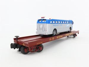 O Gauge 3-Rail MTH 20-98163 UP Union Pacific Flat Car #53743 w/ Greyhound Bus