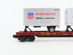 O Gauge 3-Rail MTH 20-98171 UP Union Pacific TOFC Flat Car #57256 w/20' Trailers