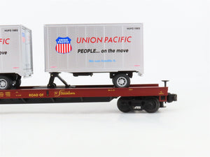 O Gauge 3-Rail MTH 20-98171 UP Union Pacific TOFC Flat Car #57256 w/20' Trailers