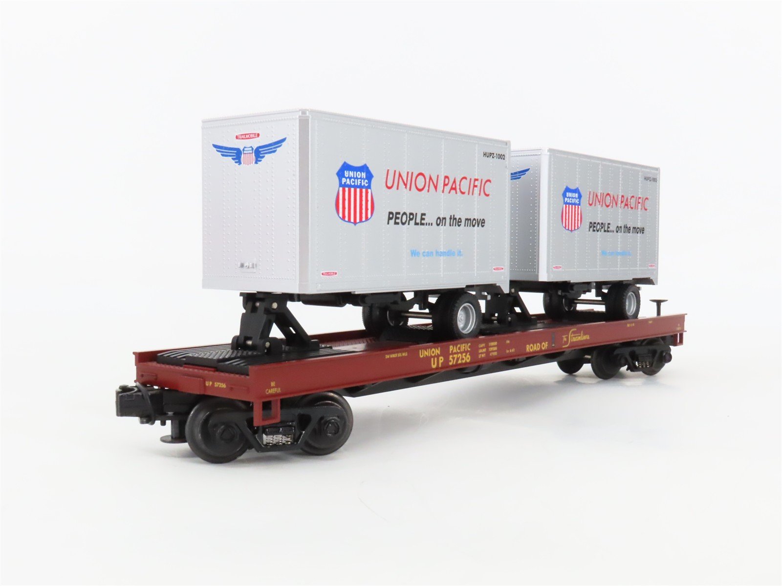 O Gauge 3-Rail MTH 20-98171 UP Union Pacific TOFC Flat Car #57256 w/20' Trailers
