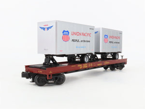 O Gauge 3-Rail MTH 20-98171 UP Union Pacific TOFC Flat Car #57256 w/20' Trailers