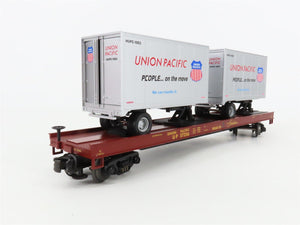 O Gauge 3-Rail MTH 20-98171 UP Union Pacific TOFC Flat Car #57256 w/20' Trailers
