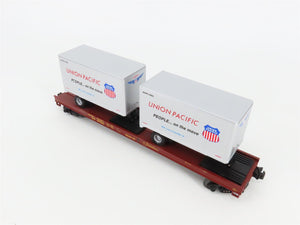 O Gauge 3-Rail MTH 20-98171 UP Union Pacific TOFC Flat Car #57256 w/20' Trailers