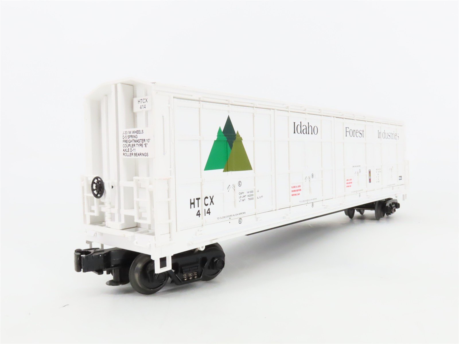 O Gauge 3-Rail MTH 20-93116 HTCX Idaho Forest 55' Thrall All-Door Box Car #414