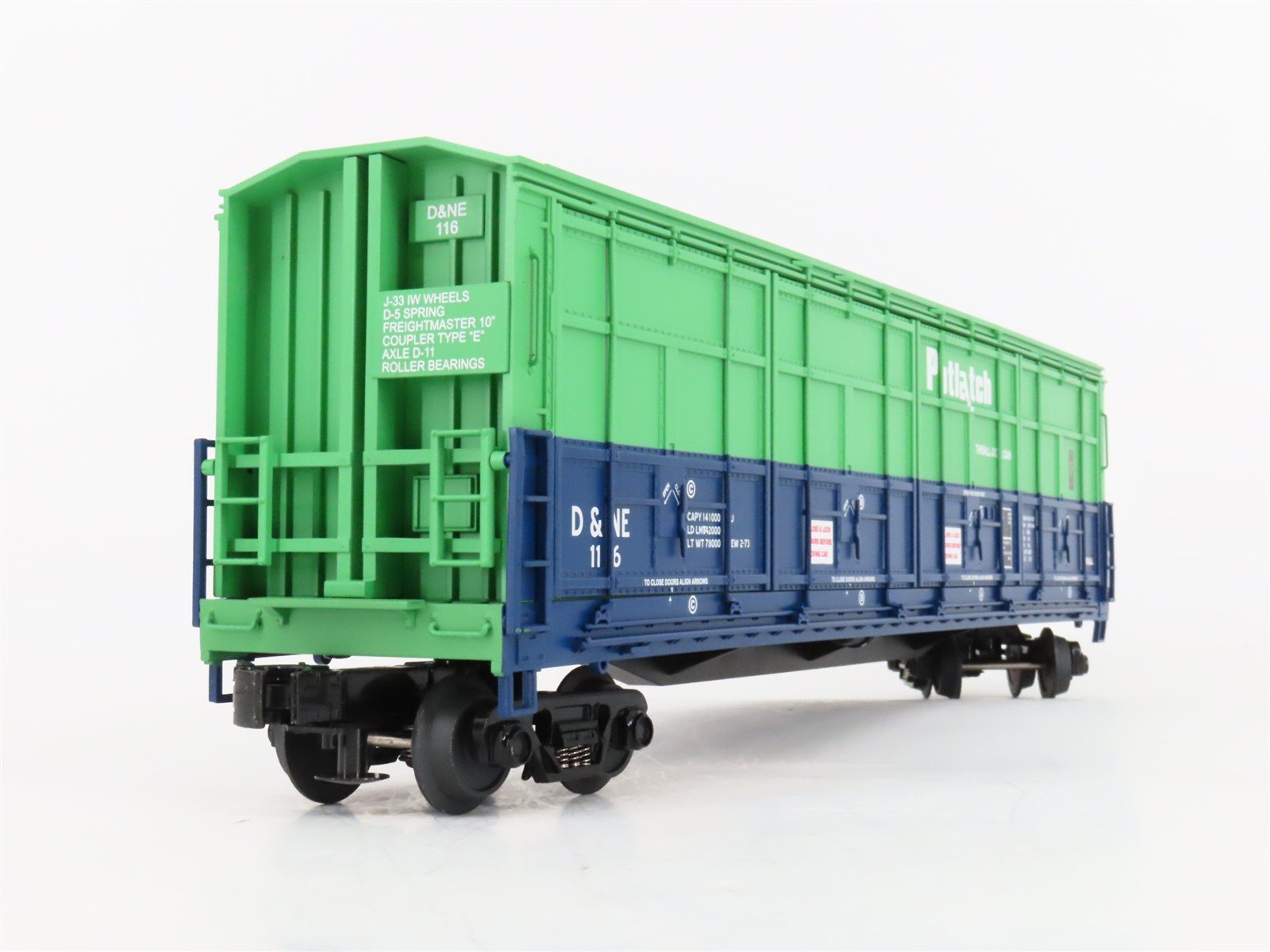 O Gauge 3-Rail MTH 20-93160 D&NE Potlach 55' Thrall All-Door Box Car #116