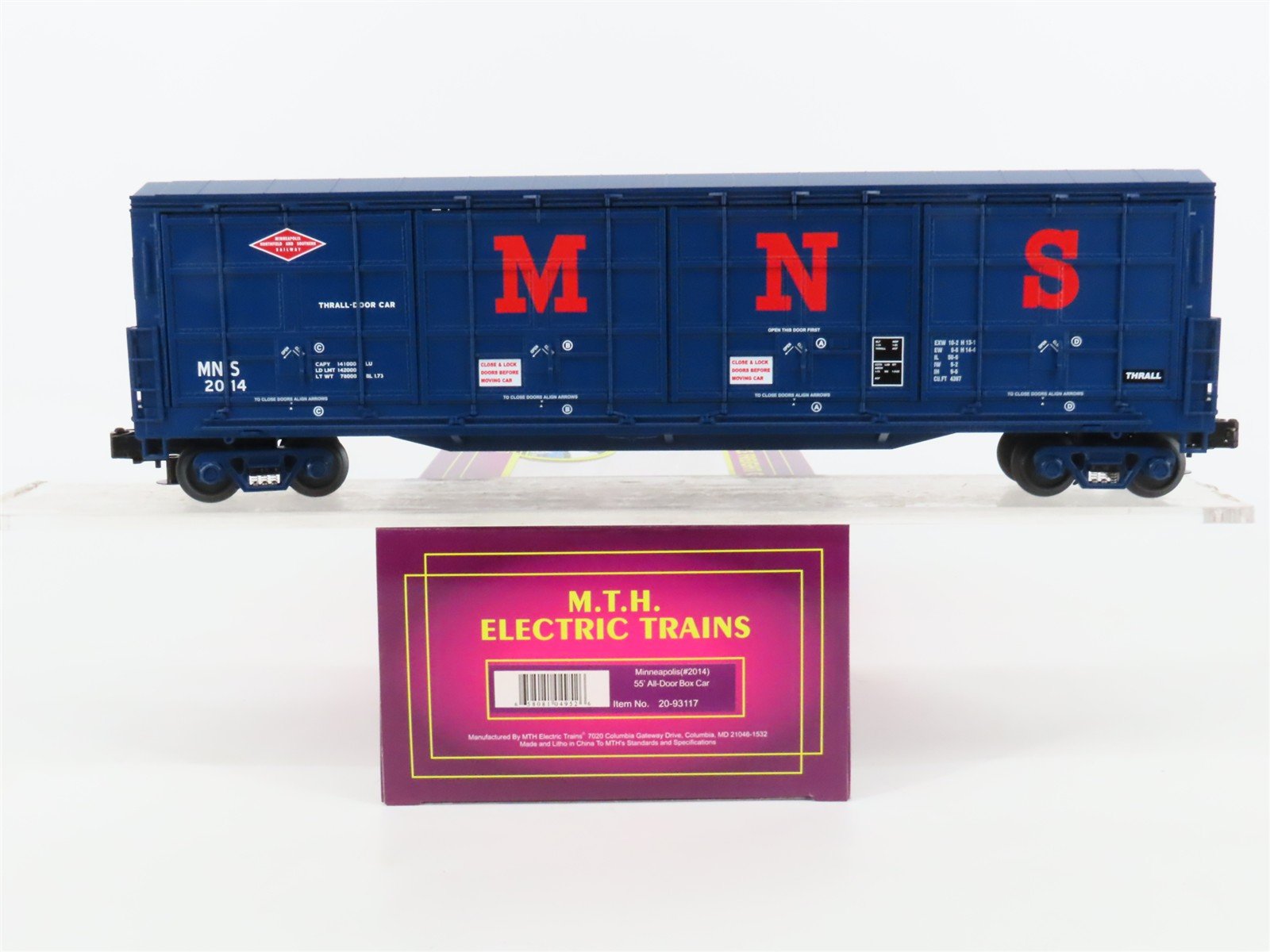 O Gauge 3-Rail MTH 20-93117 MNS 55' Thrall All-Door Box Car #2014