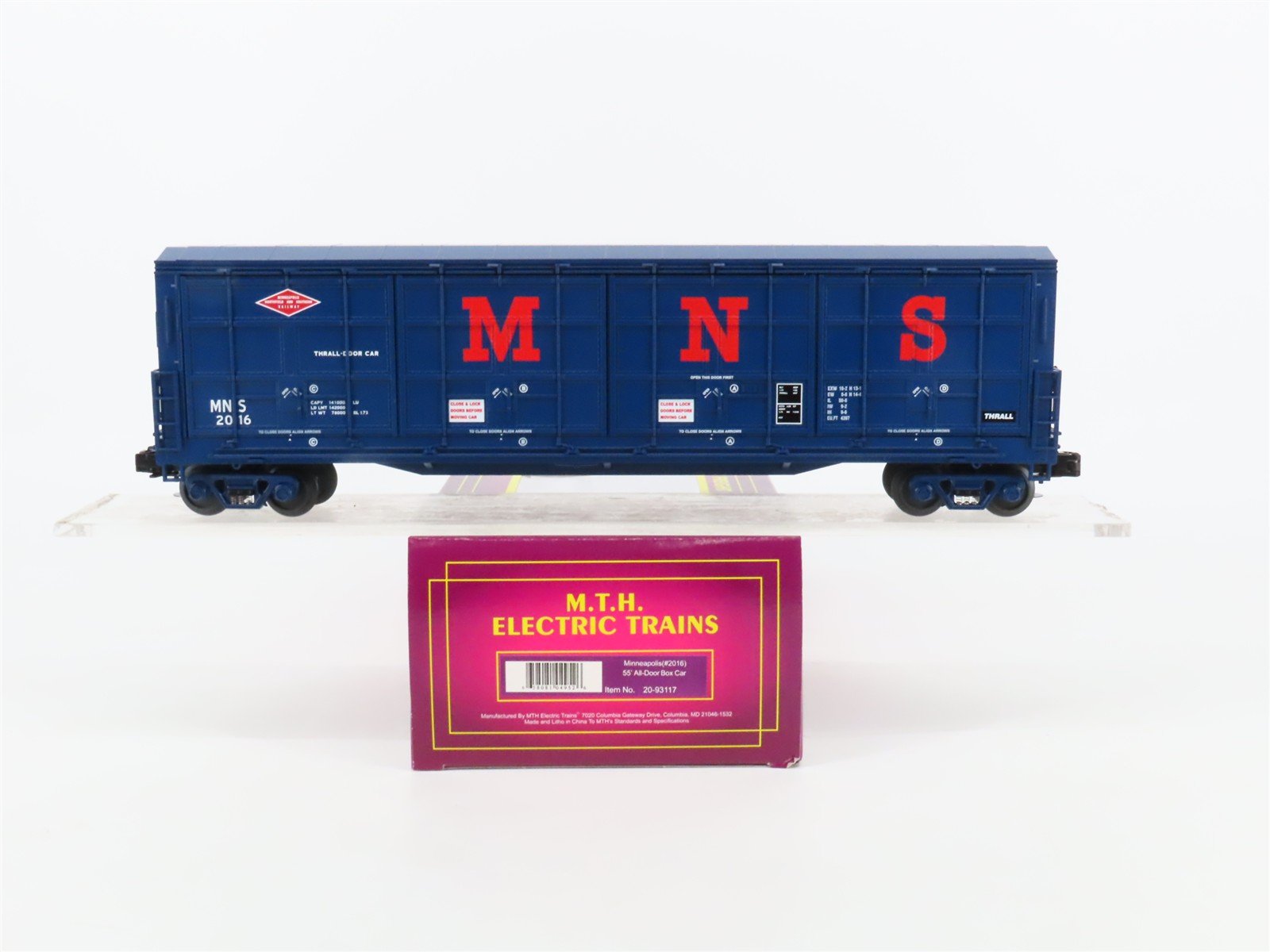 O Gauge 3-Rail MTH 20-93117 MNS 55' Thrall All-Door Box Car #2016