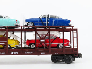 O27 3-Rail MTH RailKing 30-7628 Auto Carrier 4952 w/Ertl '52 Cadillac & '49 Ford