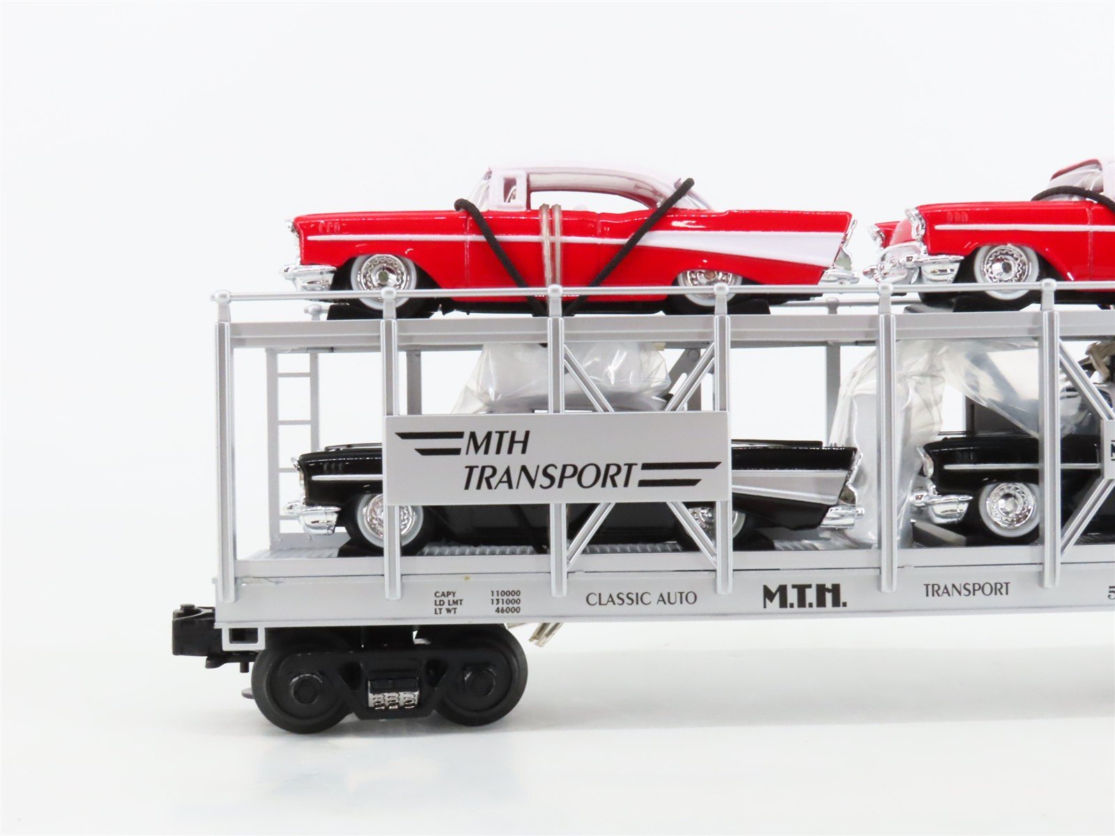 O27 Gauge 3-Rail MTH RailKing 30-7656 Auto Carrier #5757 w/Ertl '57 Chevys