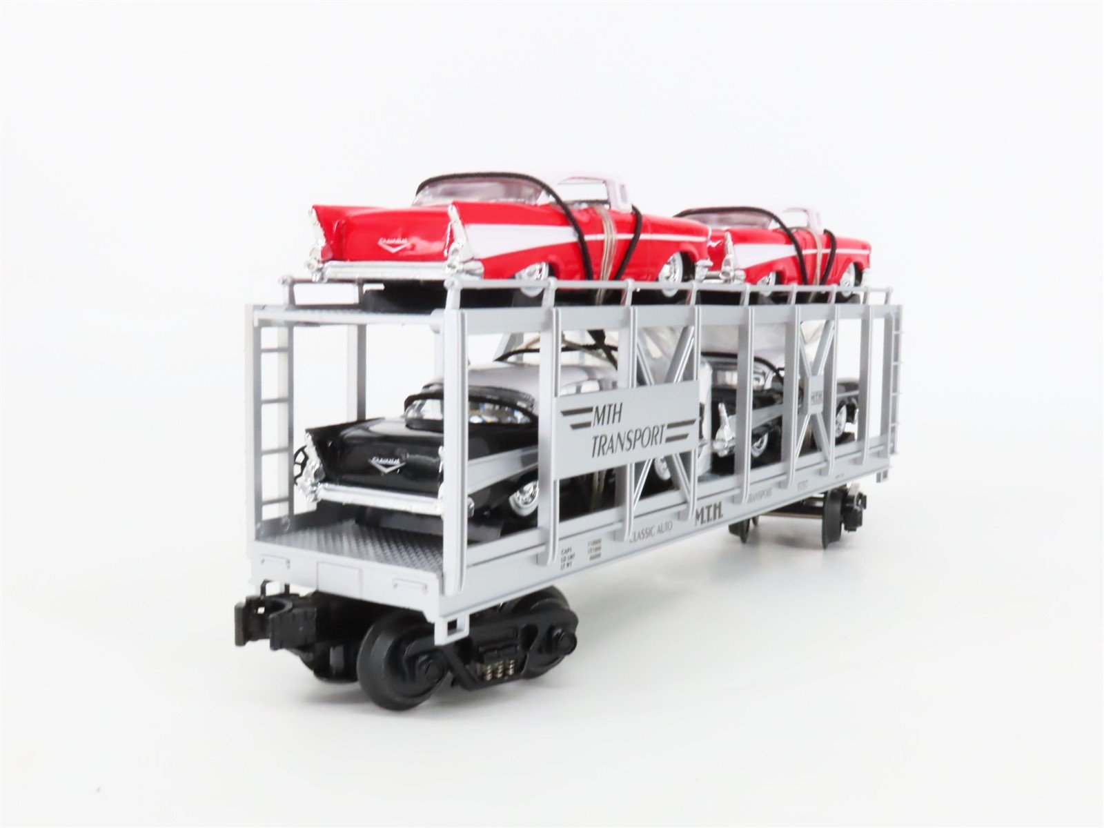 O27 Gauge 3-Rail MTH RailKing 30-7656 Auto Carrier #5757 w/Ertl '57 Chevys