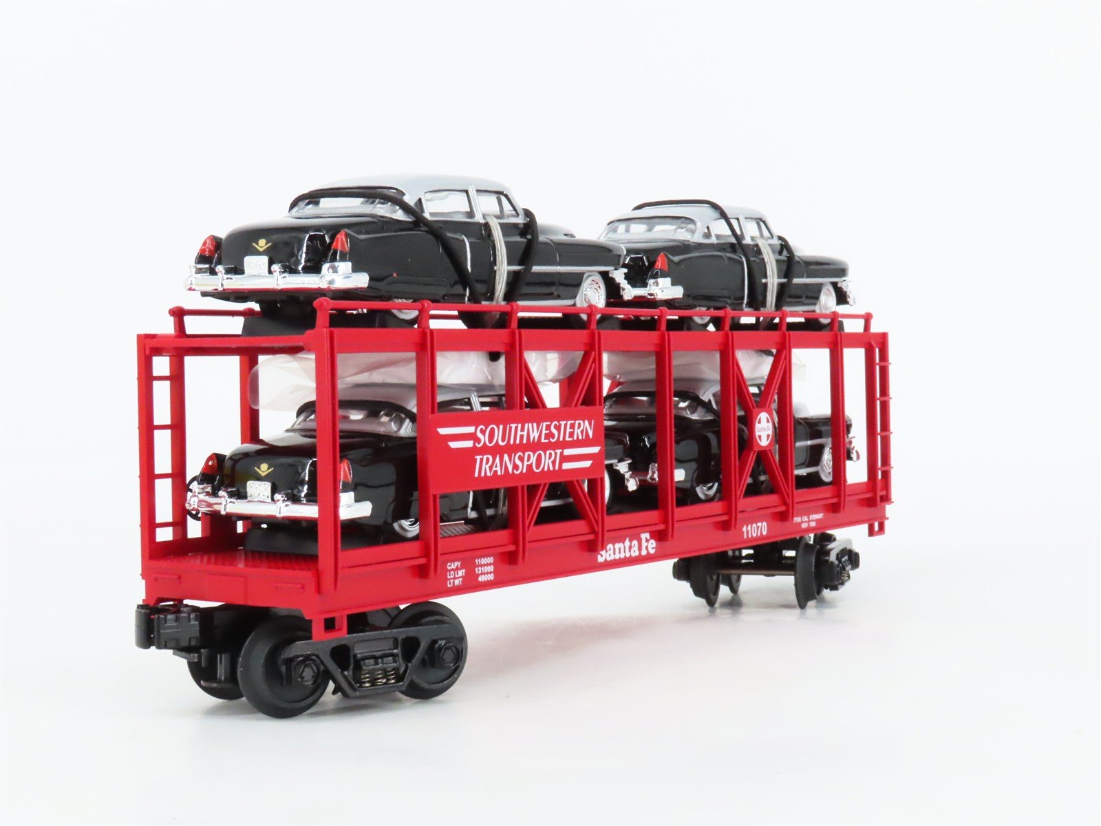 O27 3-Rail MTH RailKing 30-7659 ATSF Auto Carrier #11070 w/ Ertl '52 Cadillacs